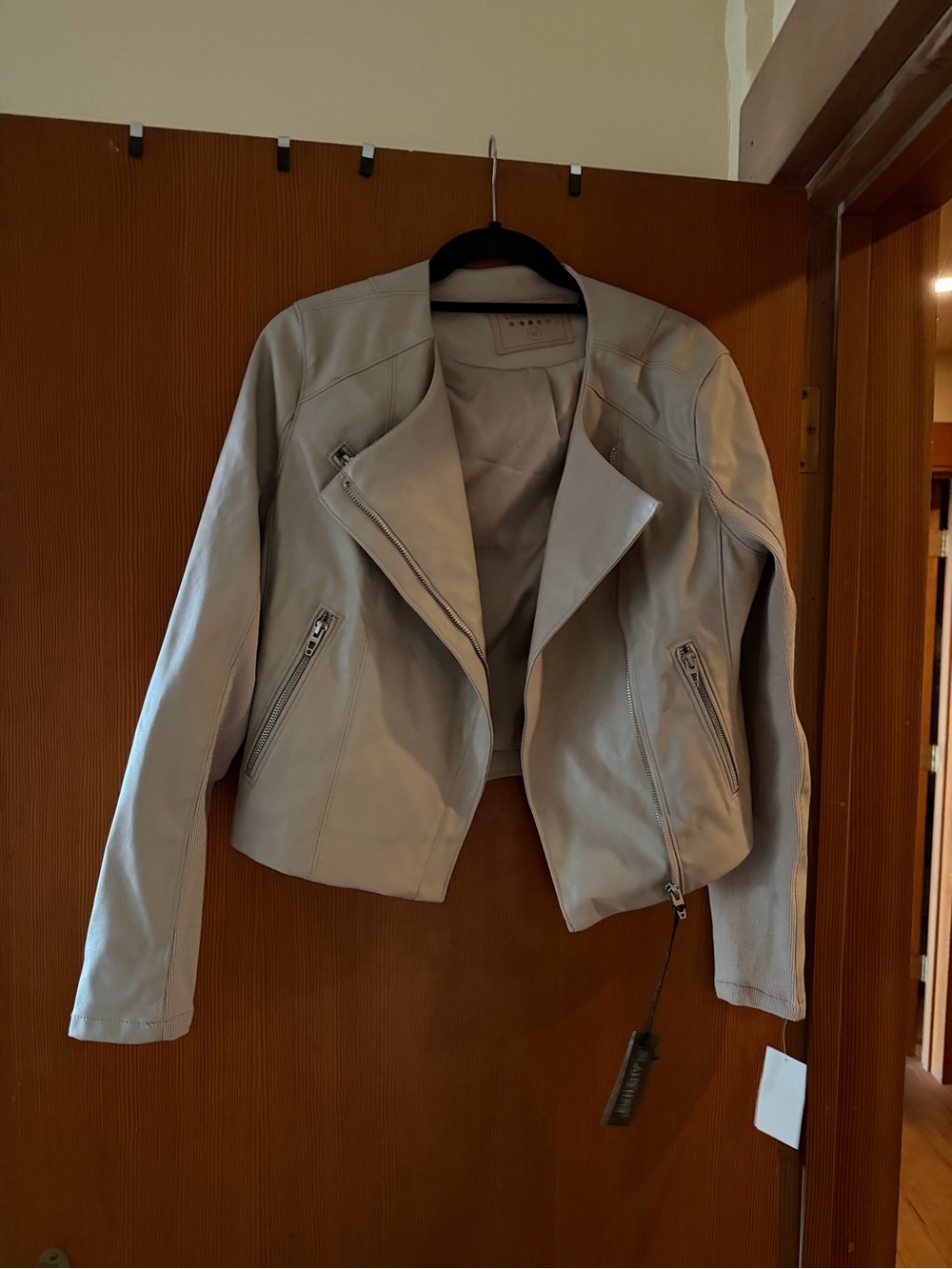 BLANKNYC Light Gray Leather Moto Jacket NWT